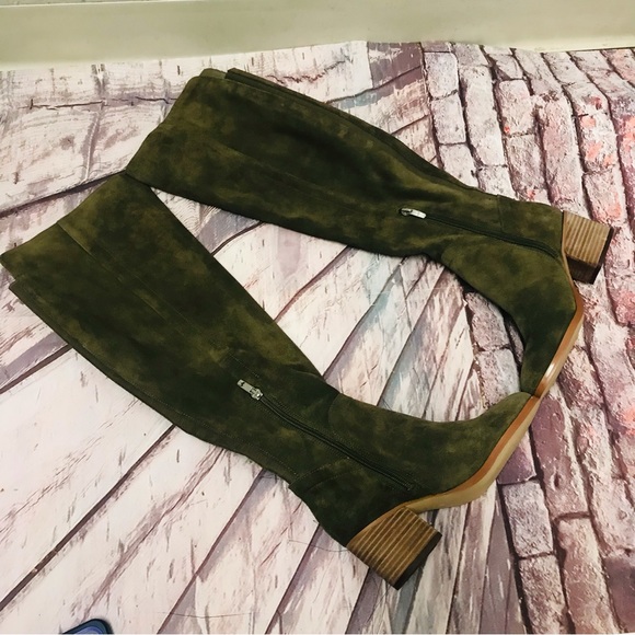Marc Fisher Boots Womens Size 5.5M Elaine Over the Knee Olive Suede Leather. - Picture 3 of 7